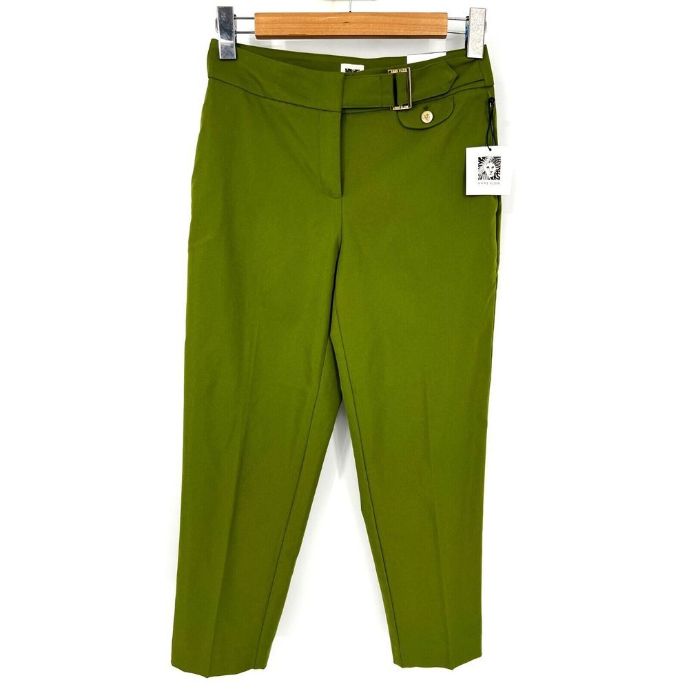 ANNE KLEIN Pants Womens Petite Size 2P Slim Ankle Cedar Green NWT Chino